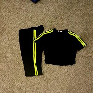 Neon yellow and black legging set